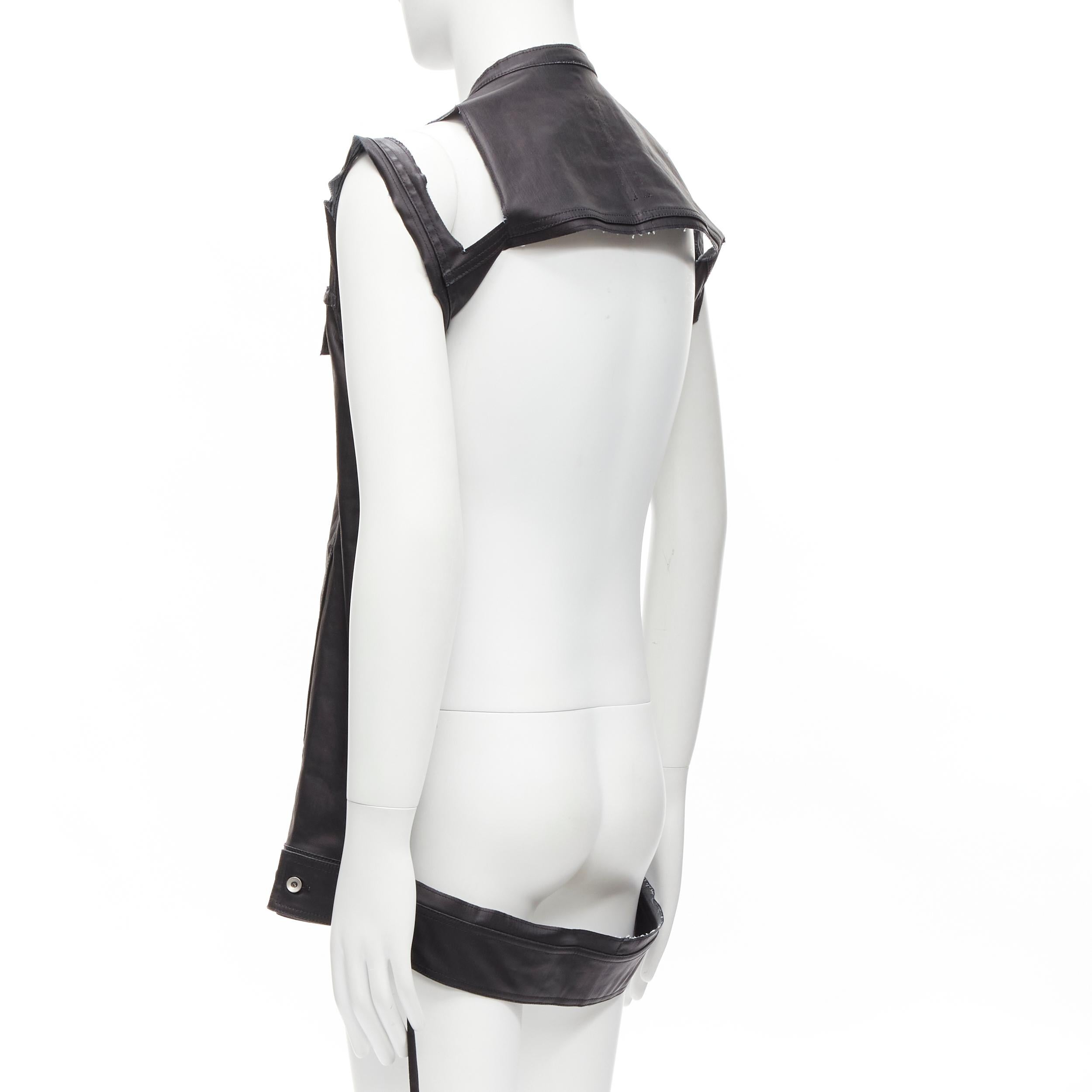 RICK OWENS DRKSHDW Jumbo Trucker black coated denim deconstructed vest M 1
