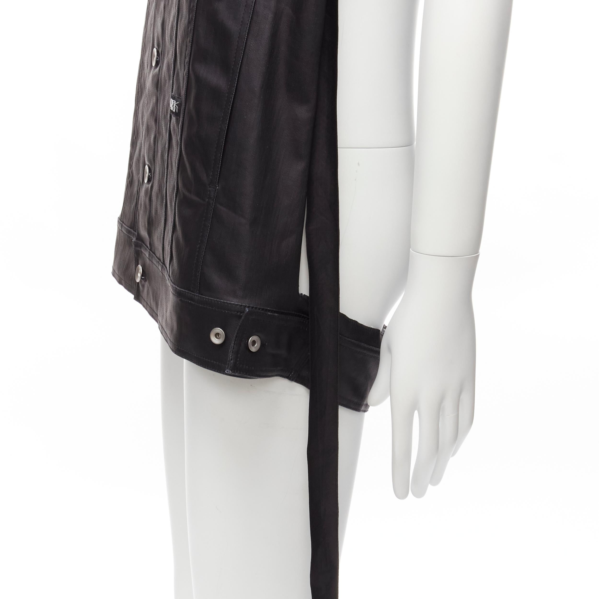 RICK OWENS DRKSHDW Jumbo Trucker black coated denim deconstructed vest M 3