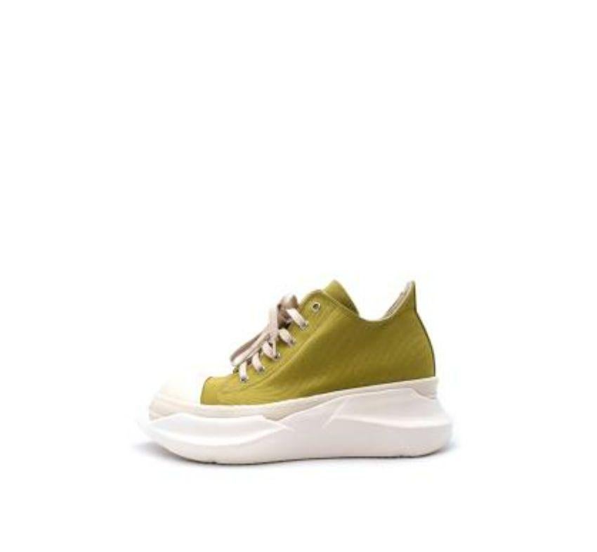 Gray Rick Owens DRKSHDW Olive Green Leather Abstract Chunky Sole Trainers For Sale