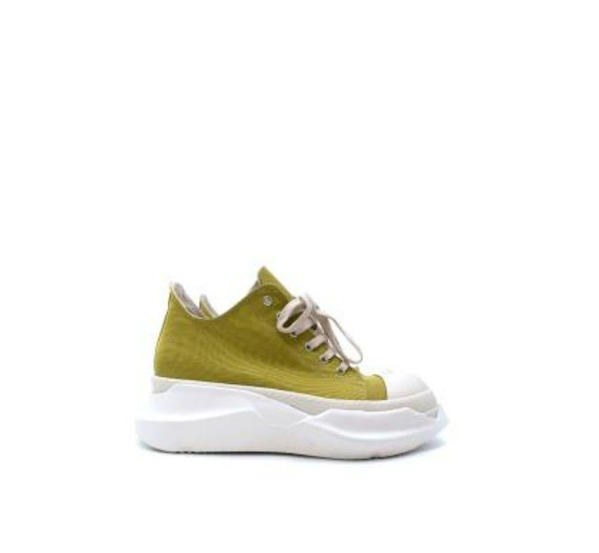 Women's or Men's Rick Owens DRKSHDW Olive Green Leather Abstract Chunky Sole Trainers For Sale