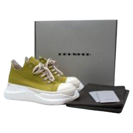 Rick Owens DRKSHDW Olive Green Leather Abstract Chunky Sole Trainers For Sale