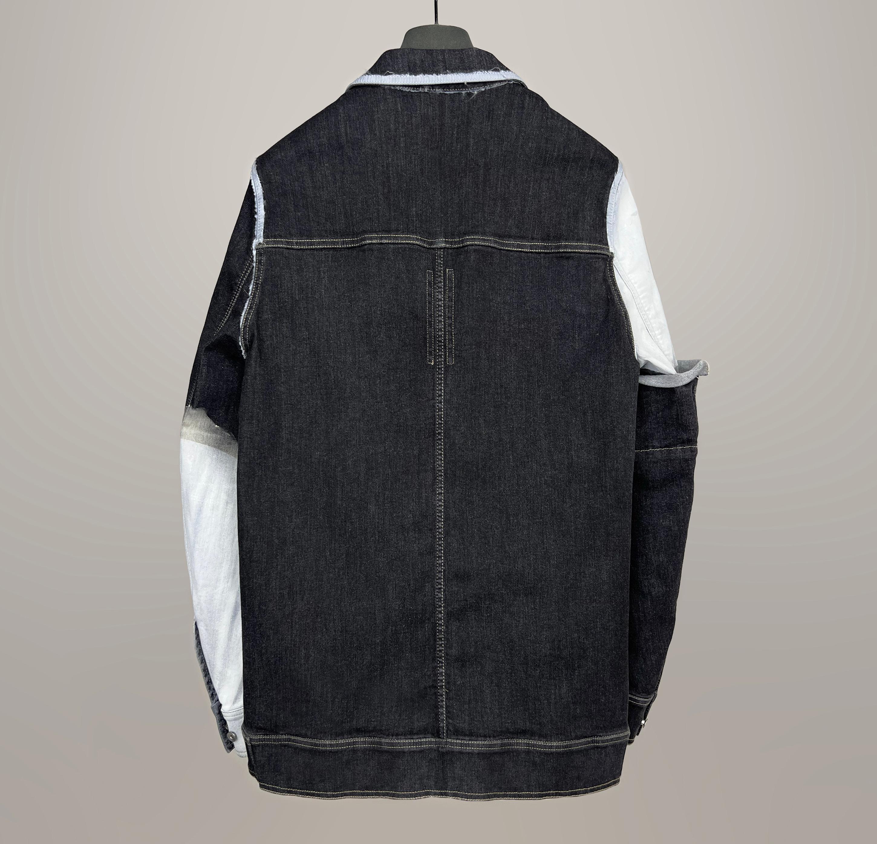 Black Rick Owens DRKSHDW painted panel denim jacket For Sale