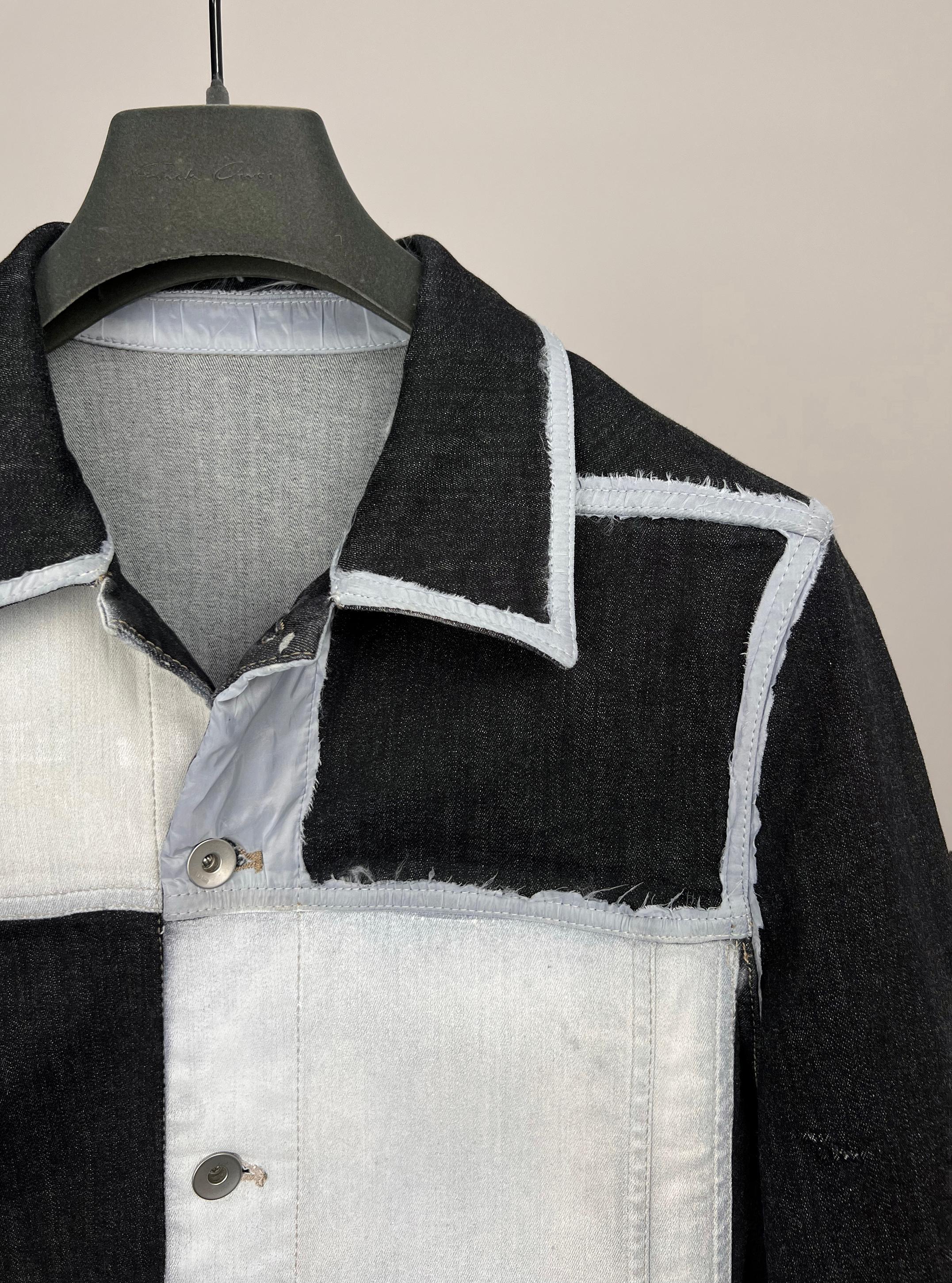 Women's or Men's Rick Owens DRKSHDW painted panel denim jacket For Sale
