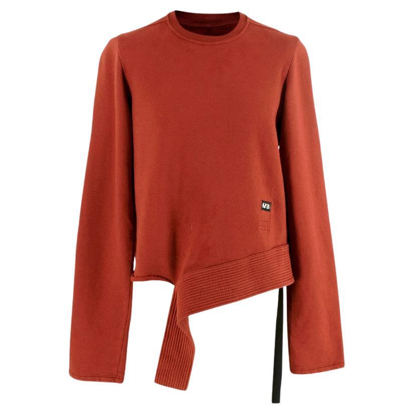 Rick Owens DRKSHDW Rust Red Torn Hem Sweatshirt For Sale