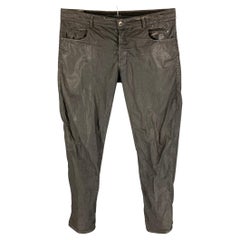 RICK OWENS DRKSHDW - Pantalon décontracté en coton enduite anthracite à boutons et à volants, taille 36