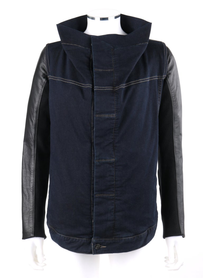RICK OWENS Drkshdw Wrapped “Robot” Denim Leather Moto