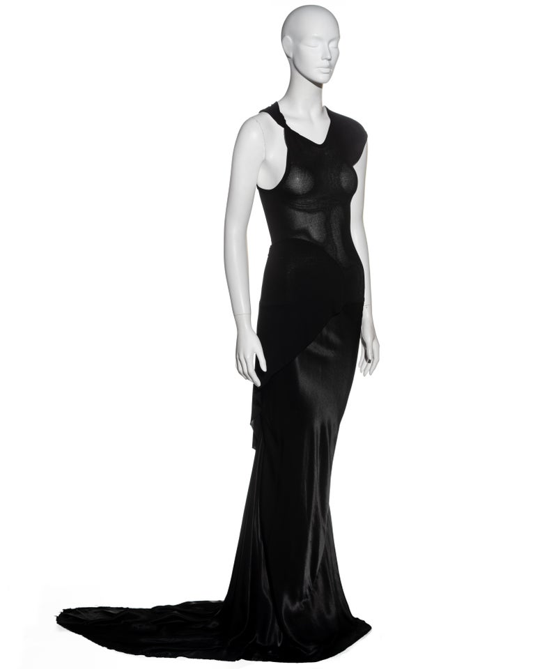 Rick Owens early black silk deconstructed trained evening dress, c 