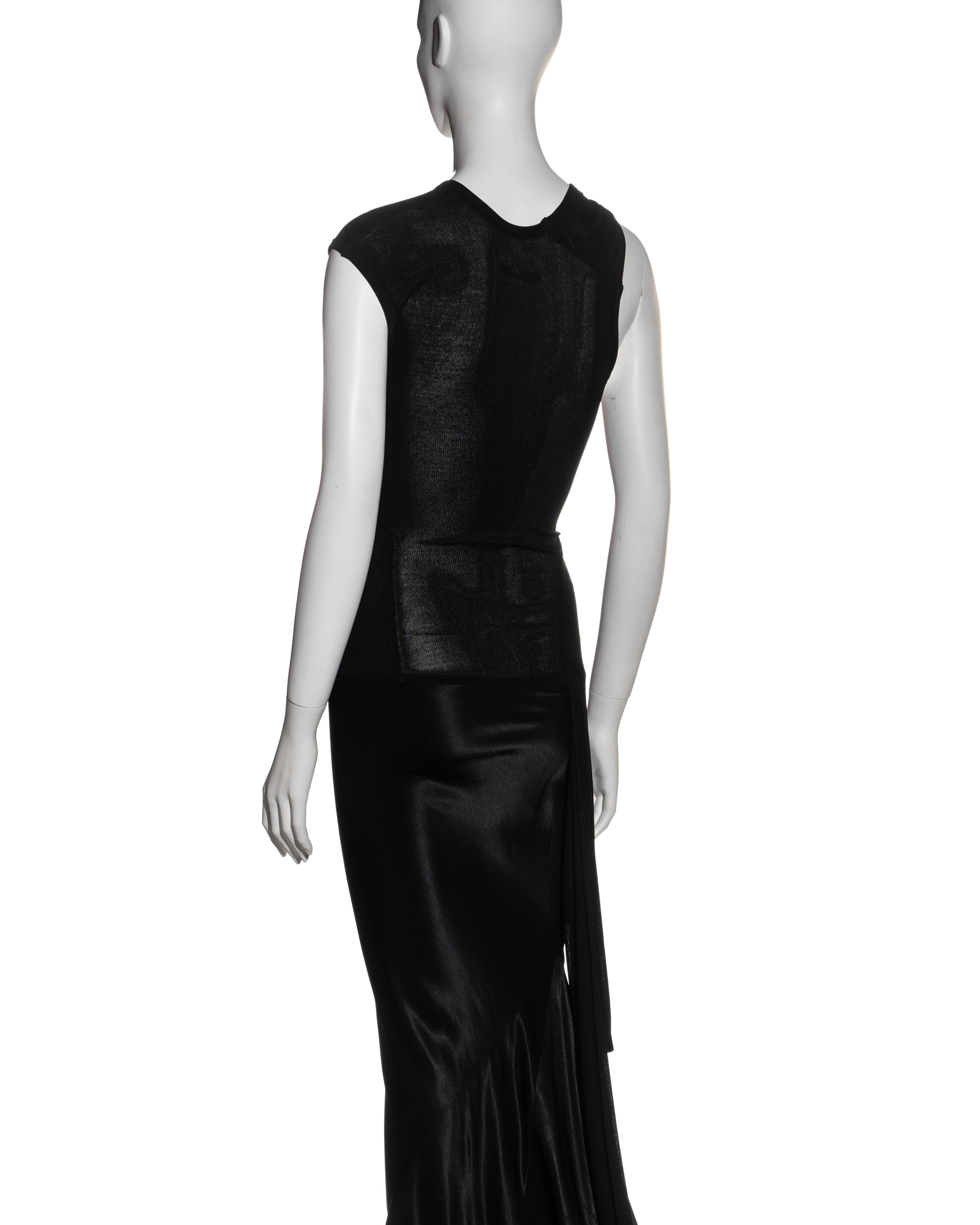Rick Owens early black silk deconstructed trained evening dress, c. 1995 - 1997 In Good Condition For Sale In London, GB