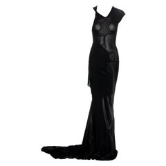 Rick Owens early black silk deconstructed trained evening dress, c. 1995 - 1997