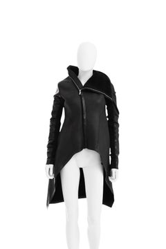 Rick Owens F/W 2009 "CRUST" Black Leather Asymmetric Coat
