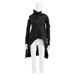 Rick Owens F/W 2009 "CRUST" Black Leather Asymmetric Coat