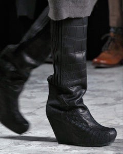 Rick Owens F/W 2012 "MOUNTAIN" Black Leather Croco High Boots