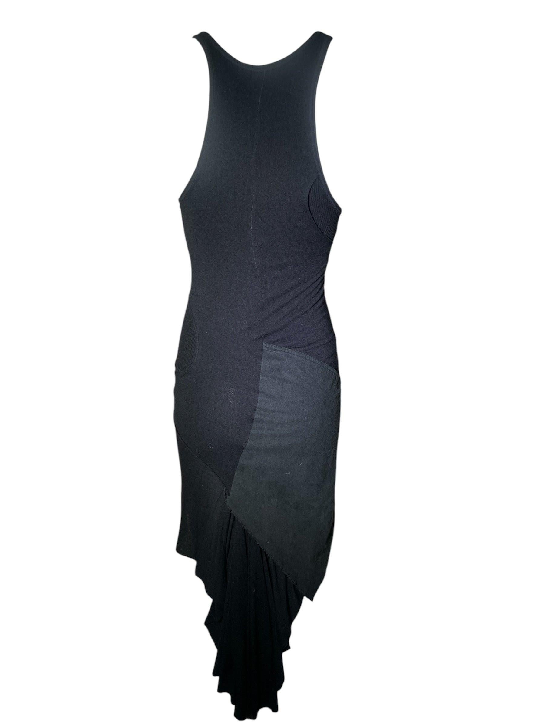 Rick Owens F/W Vestido deconstruido de algodón negro, 2003 Negro en venta