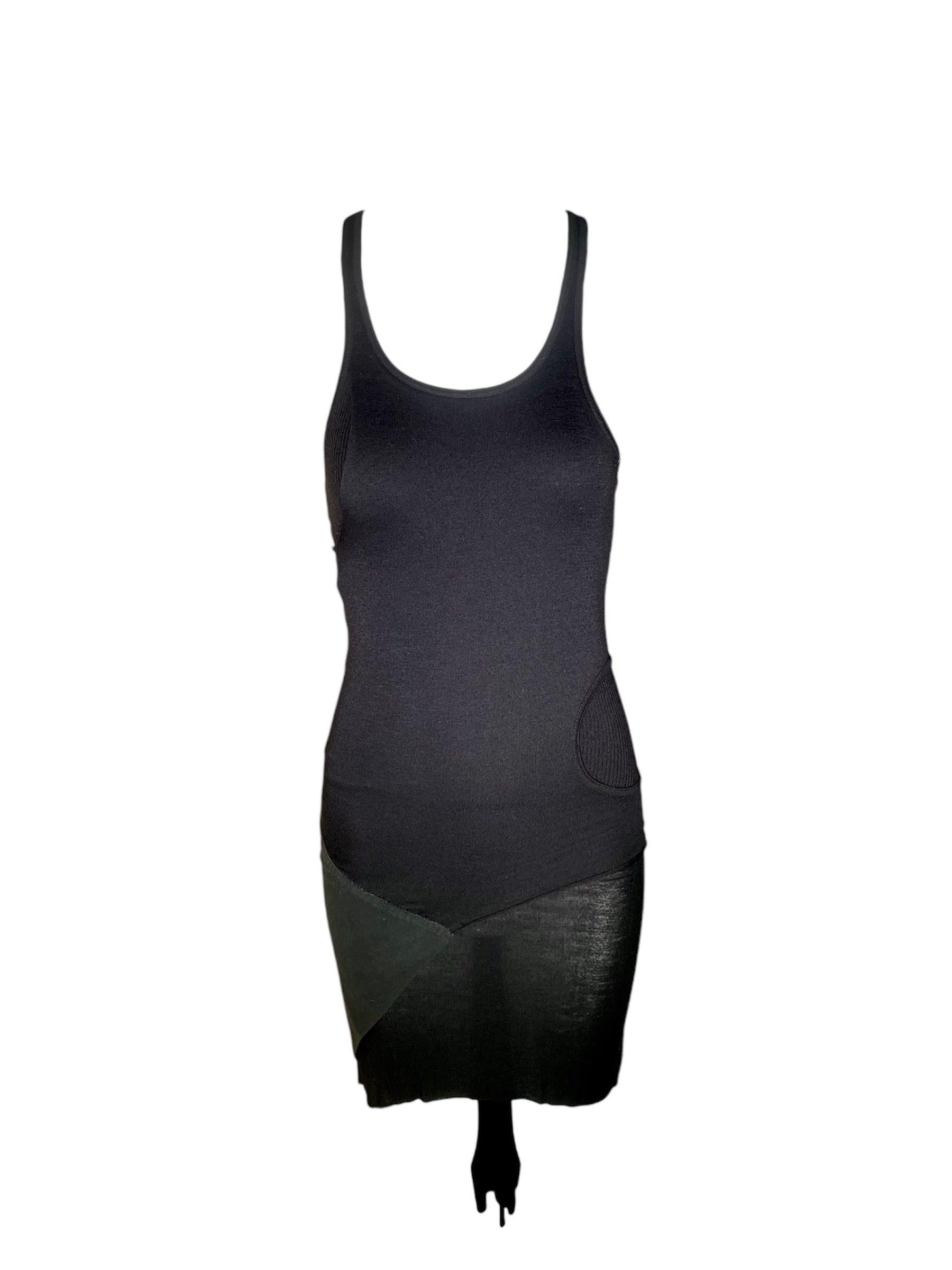 Rick Owens F/W Vestido deconstruido de algodón negro, 2003