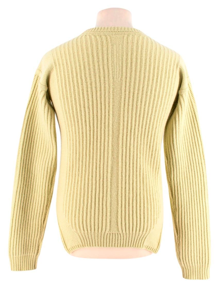 Rick Owens Suéter de lana acanalado Fisherman Beige en venta