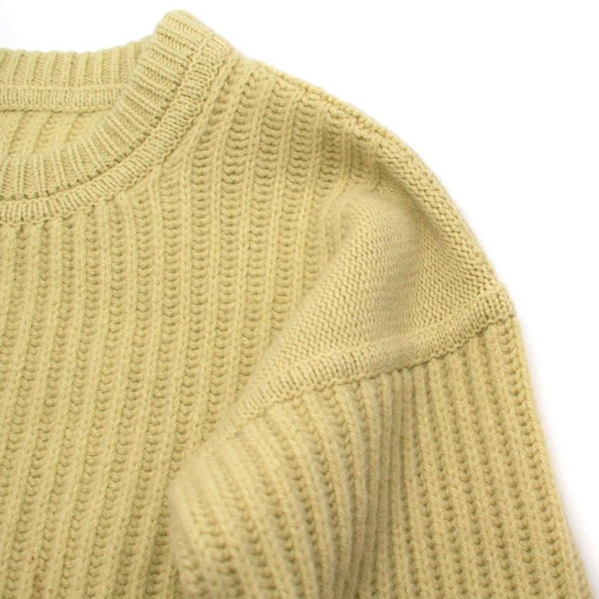 Beige Rick Owens Fisherman Ribbed Wool Sweater For Sale