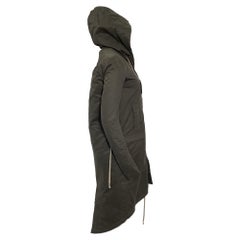 Parka Fishtail di Rick Owens in cotone color oliva
