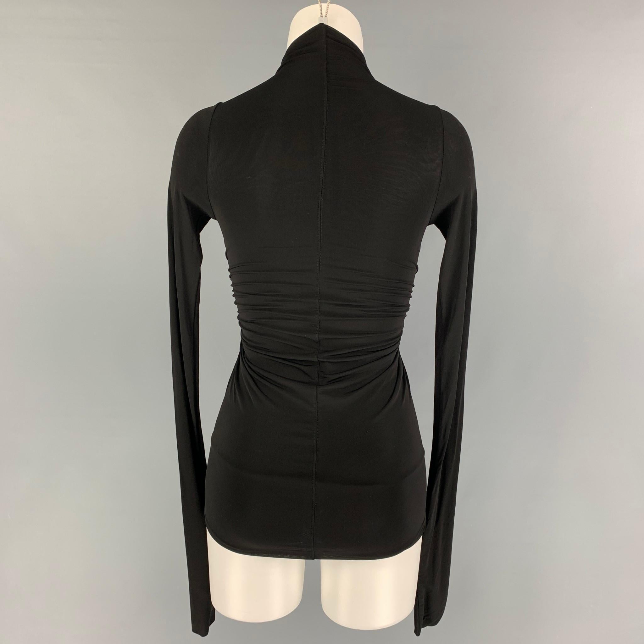 RICK OWENS FOGACHINE 22 Size 4 Black Polyamide Long Sleeve Blouse In Excellent Condition In San Francisco, CA