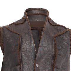 Rick Owens Fogpocket Shearling Vest in Brown Lamb Leather