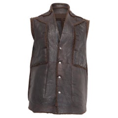 Rick Owens Fogpocket Shearling Vest in Brown Lamb Leather