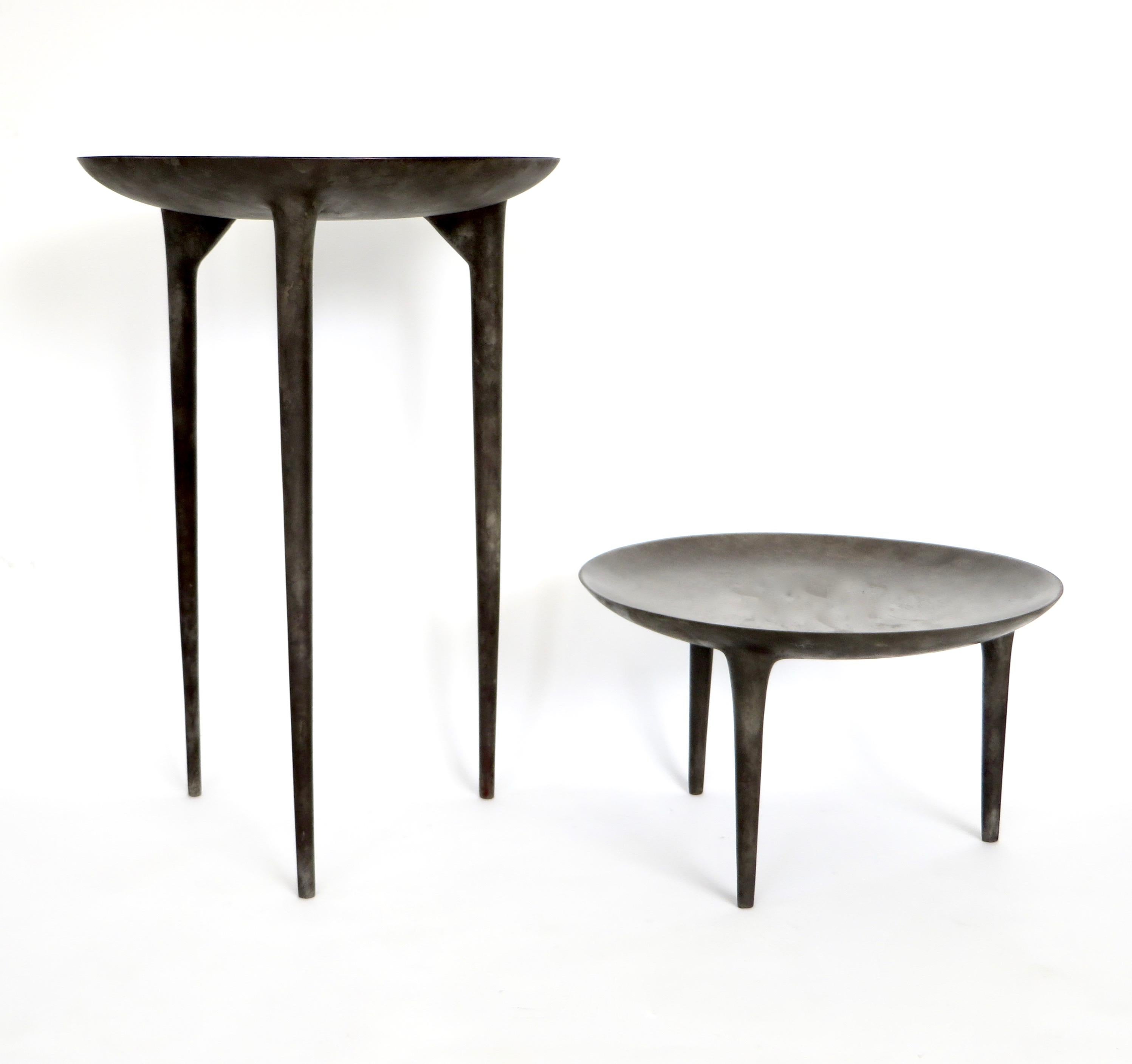 Rick Owens French Cast Bronze Tall Brazier Side Table Nitrate Patina en vente 5