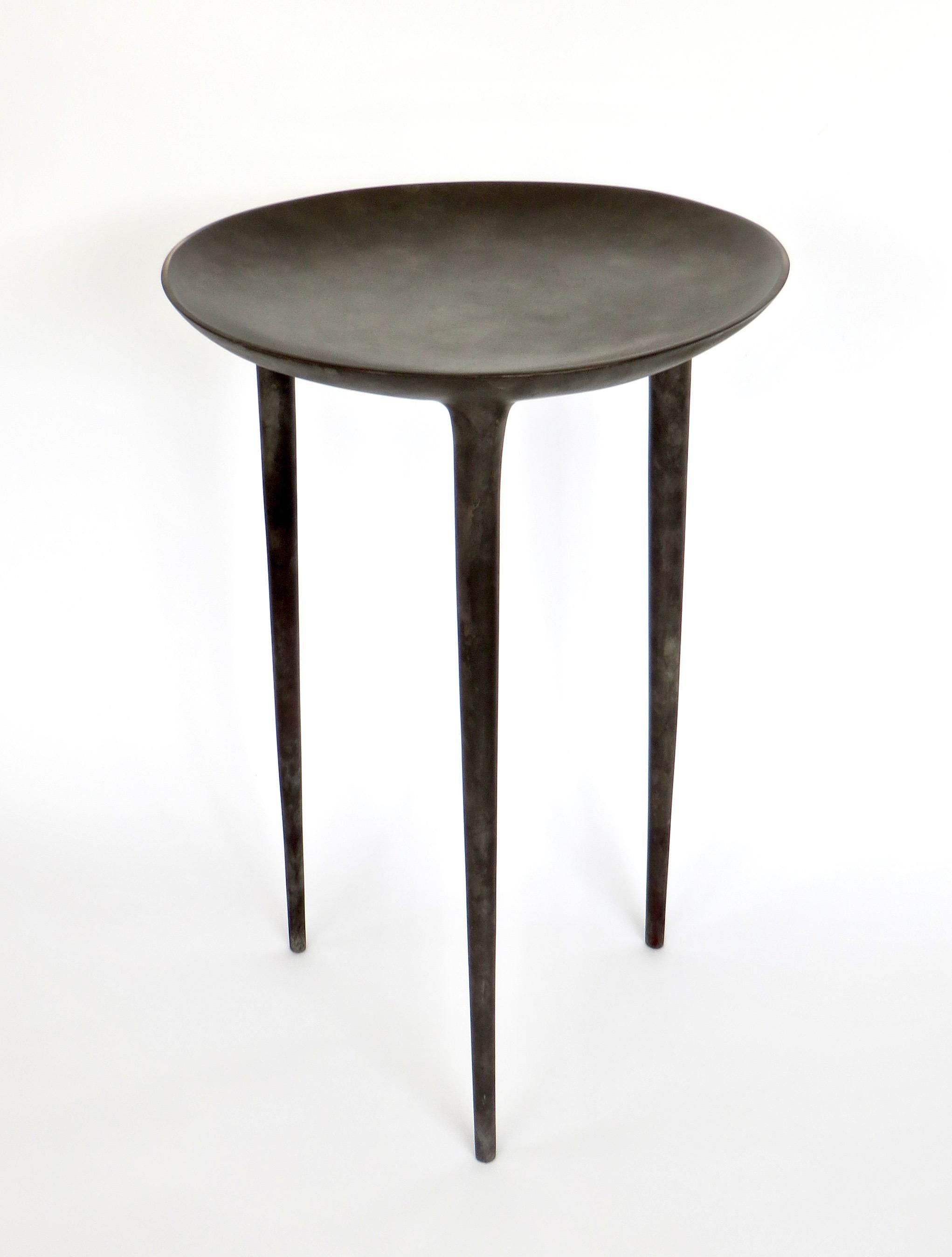 Modern Rick Owens French Cast Bronze Tall Brazier Side Table Nitrate Patina
