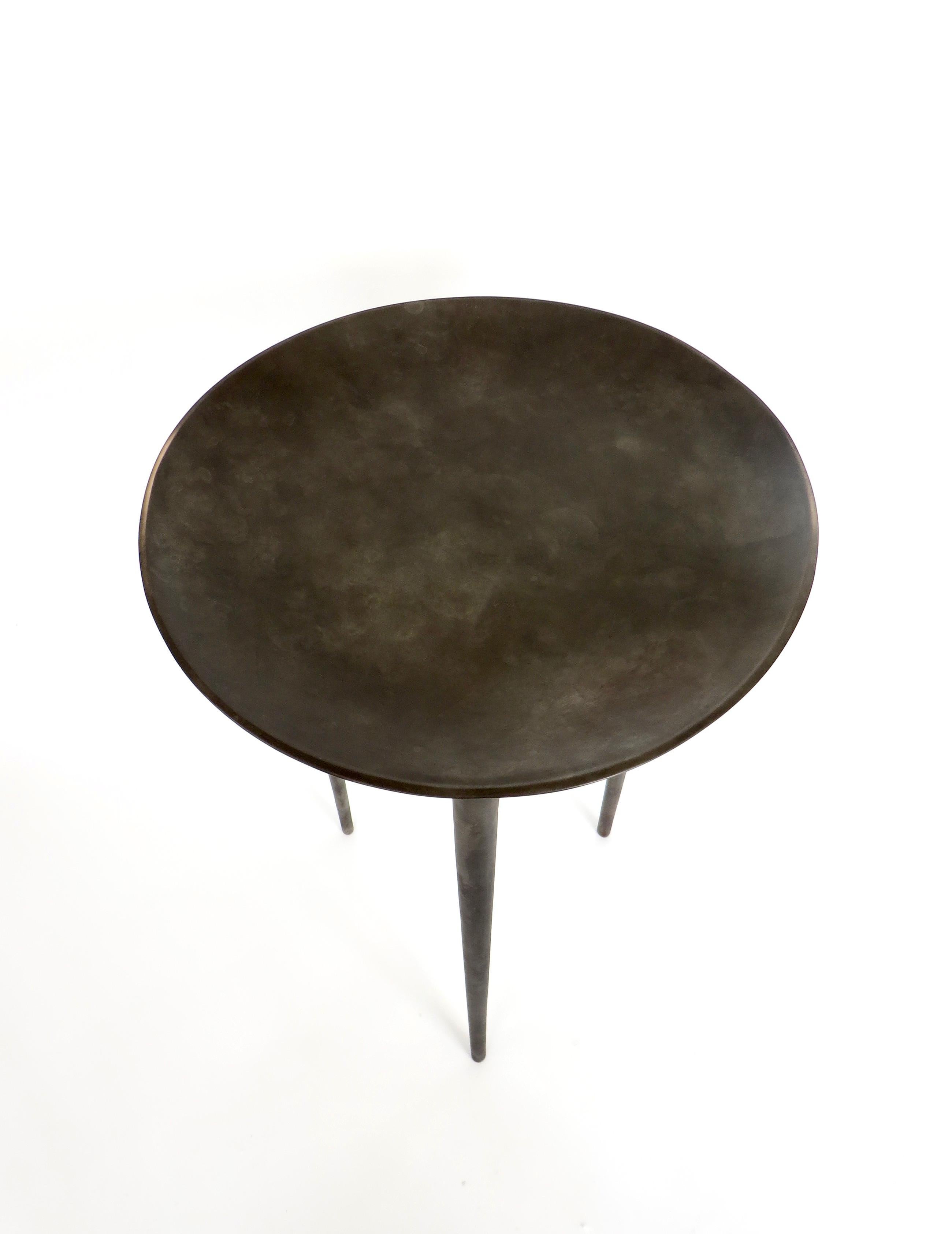 Contemporary Rick Owens French Cast Bronze Tall Brazier Side Table Nitrate Patina