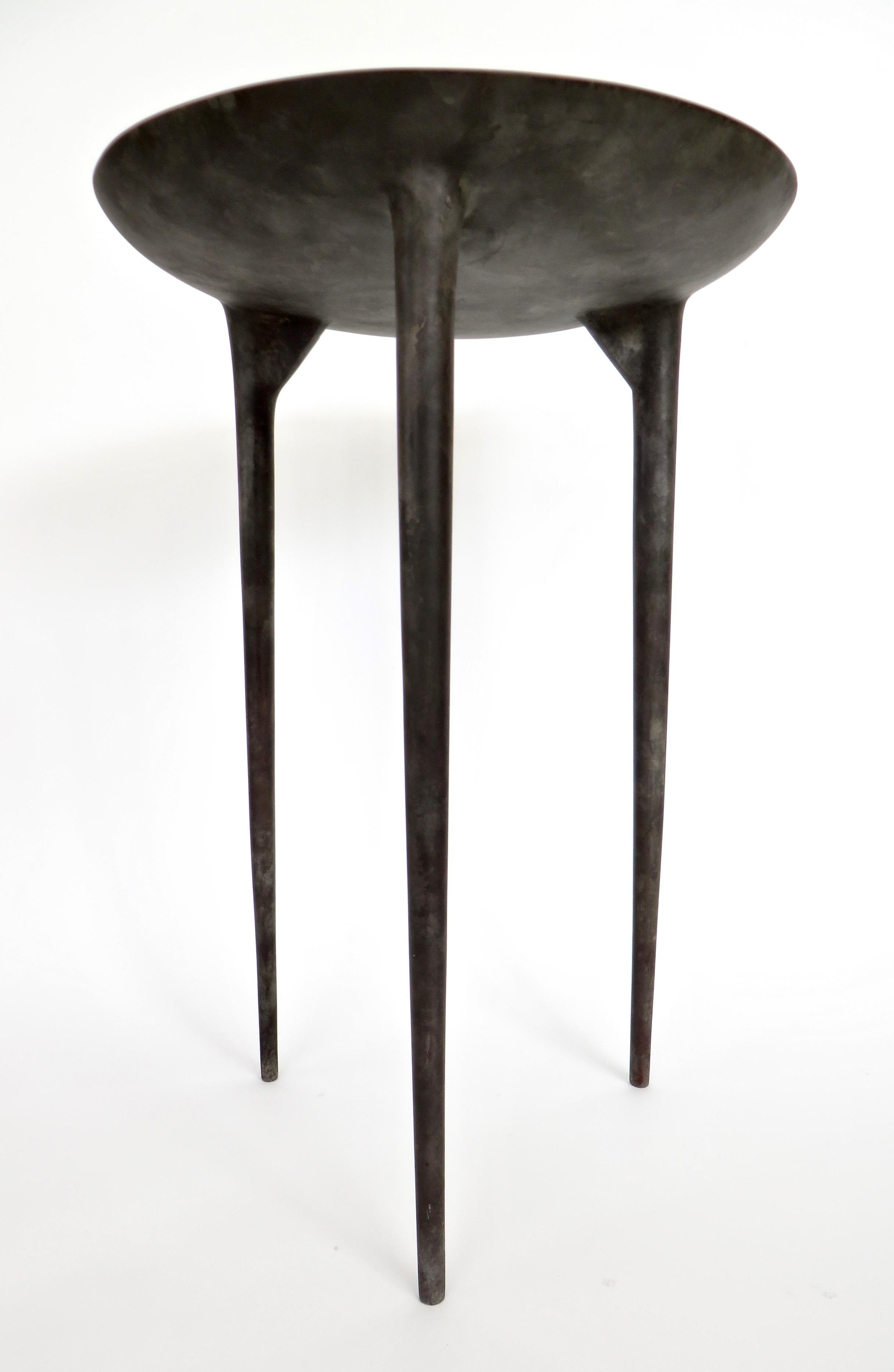 Rick Owens French Cast Bronze Tall Brazier Side Table Nitrate Patina 2