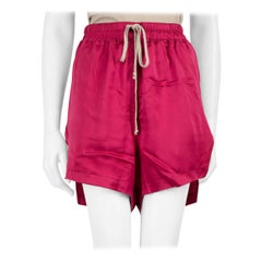 Rick Owens Fuchsiafarbene Shorts aus Seide mit Kordelzug Größe S