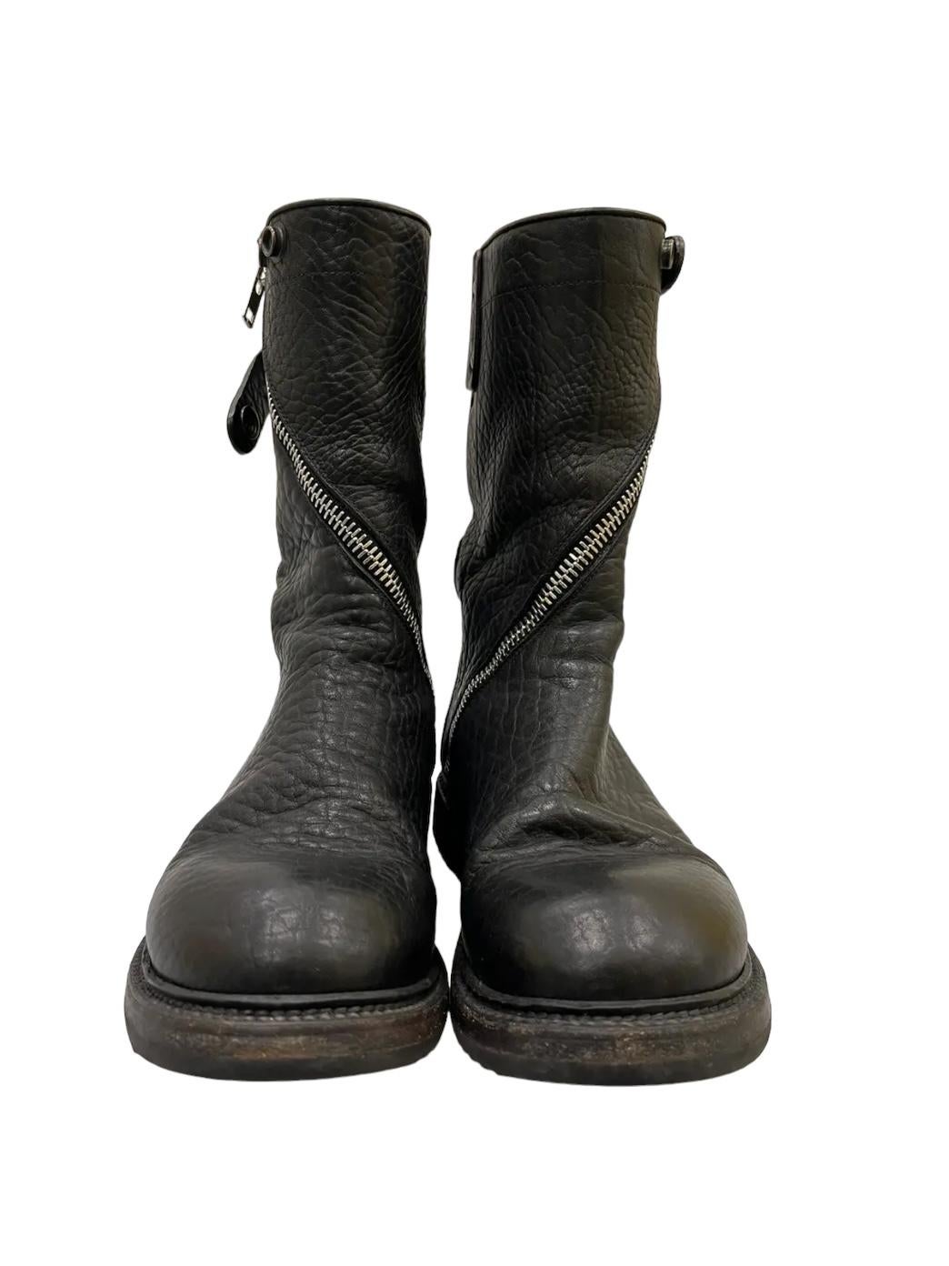 Rick Owens FW 11 Limo Spiral Leather Zip Boots For Sale 1