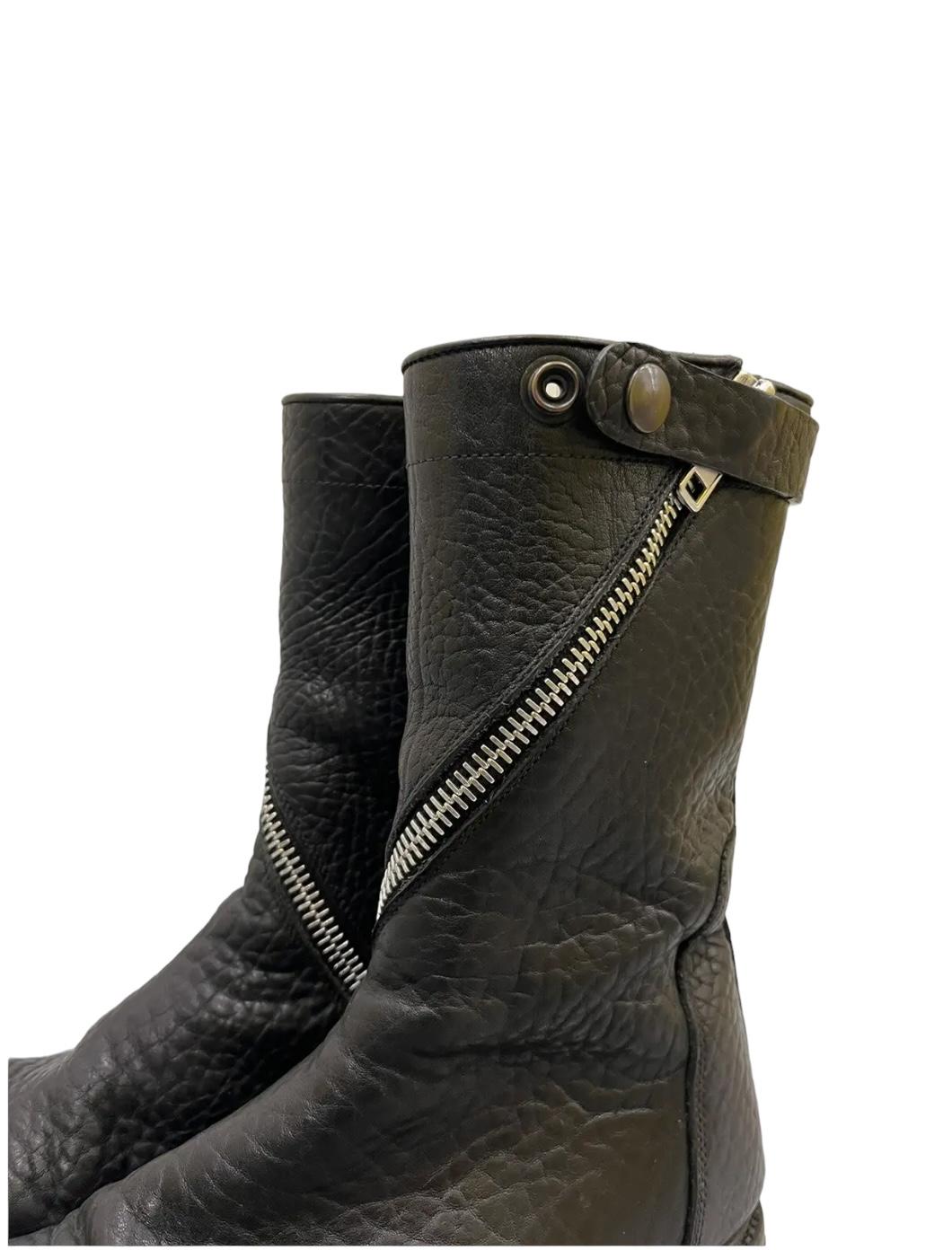 Rick Owens FW 11 Limo Spiral Leather Zip Boots For Sale 2
