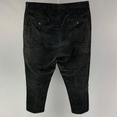 RICK OWENS FW 19 Larry Size 40 Black Velvet Cotton Linen Cropped Pants