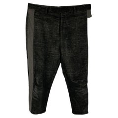 RICK OWENS FW 19 Larry Size 40 Black Velvet Cotton Linen Cropped Pants