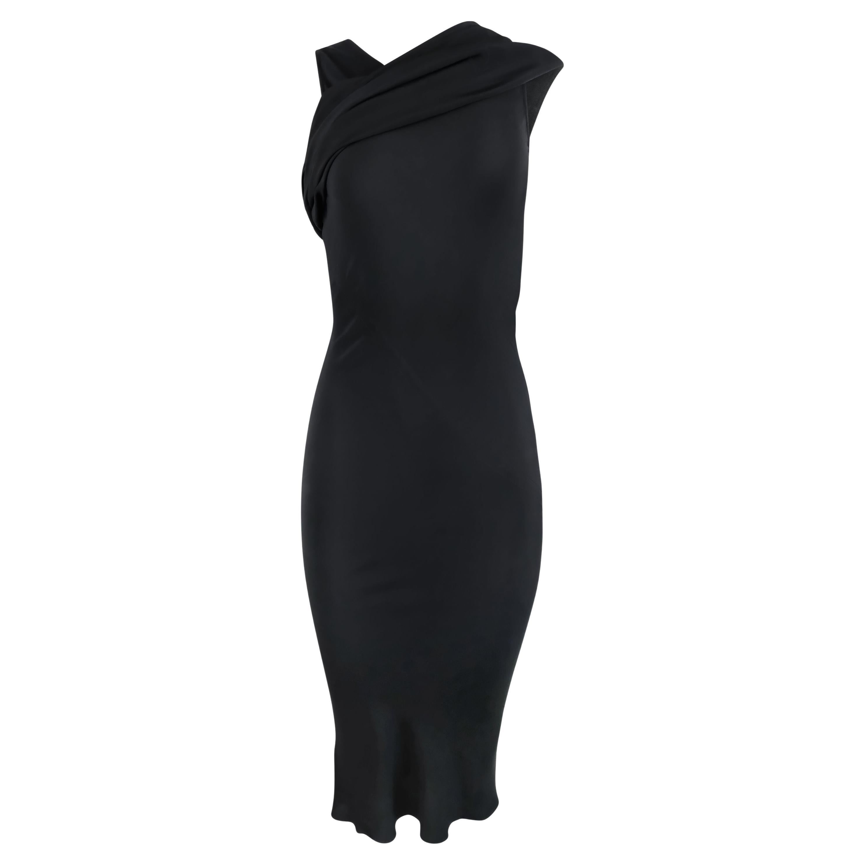 Rick Owens FW19 Asymmetrical Silk Blend Bias Cut Dress For Sale