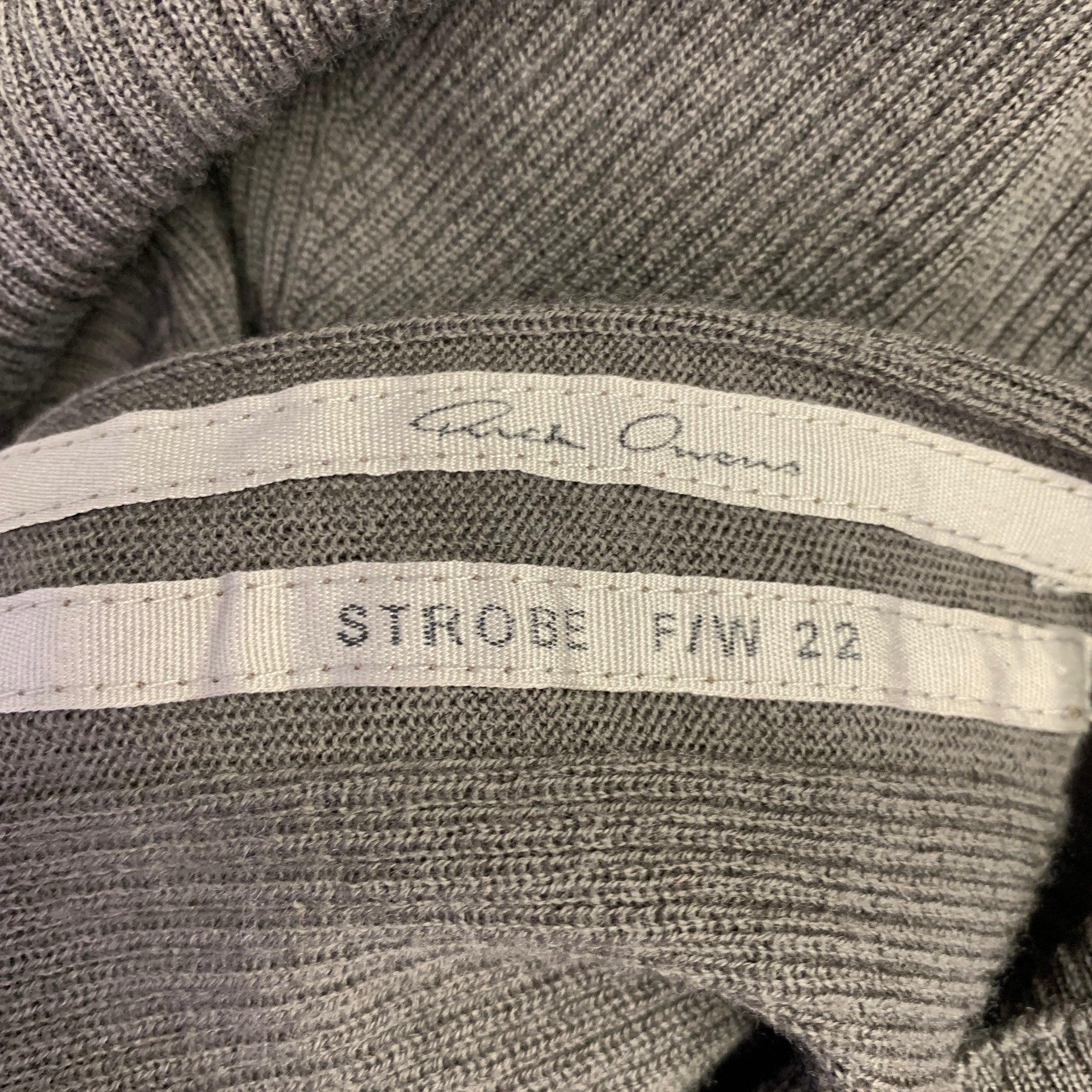 Men's RICK OWENS FW22 Size XL -Strobe- Brown Ribbed Wool Mock Neck Pullover