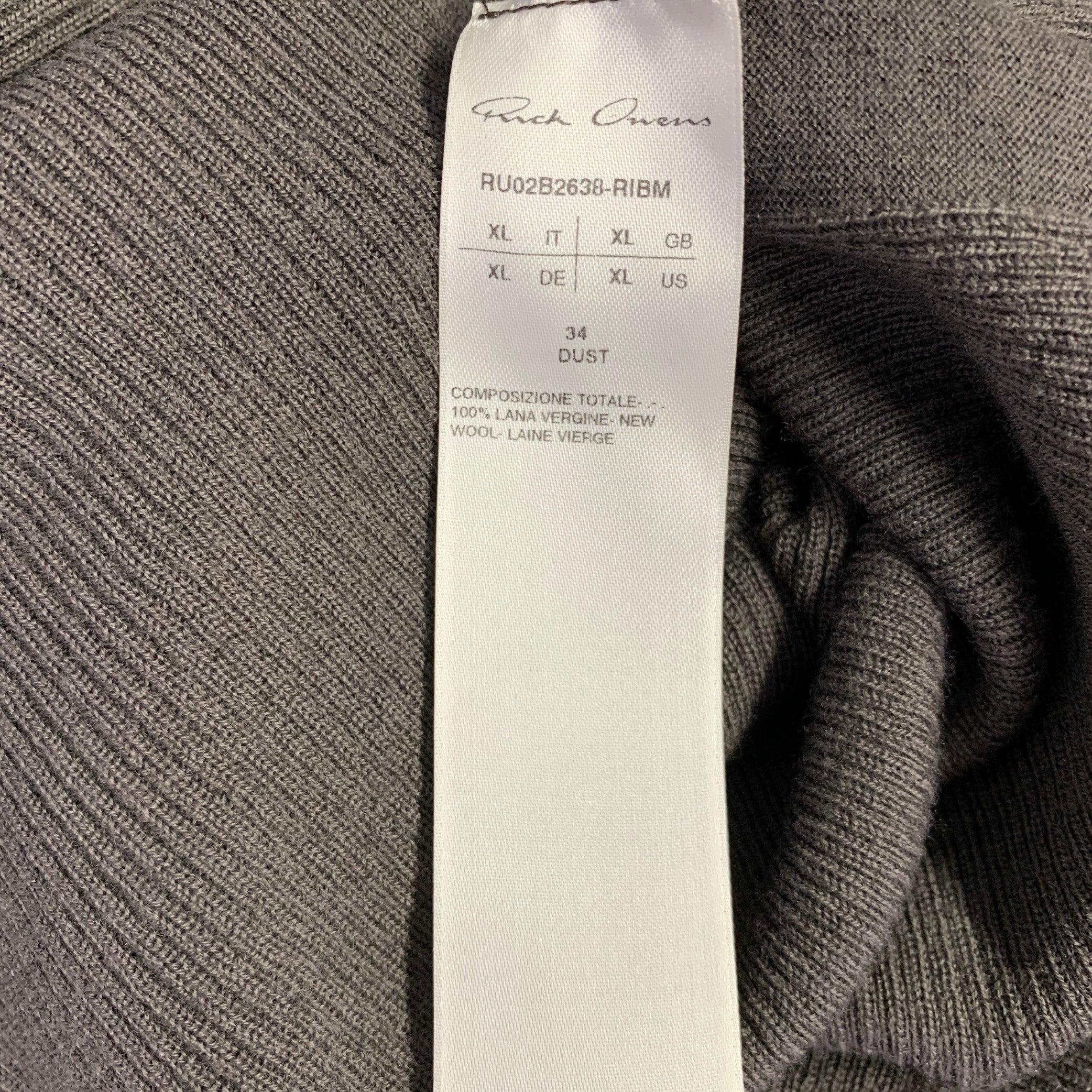 RICK OWENS FW22 Size XL -Strobe- Brown Ribbed Wool Mock Neck Pullover 1