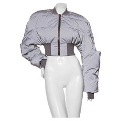 Rick Owens FW22 Strobe Cropped Puffer Bomber Jacket Grey Reflex Size IT 42