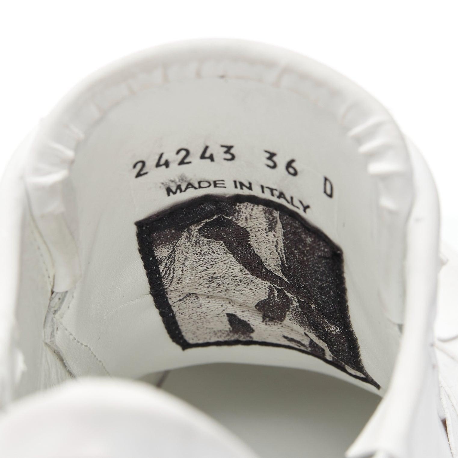 RICK OWENS Geobasket Mummy Plaster wrapped white mid top sneaker EU36 7