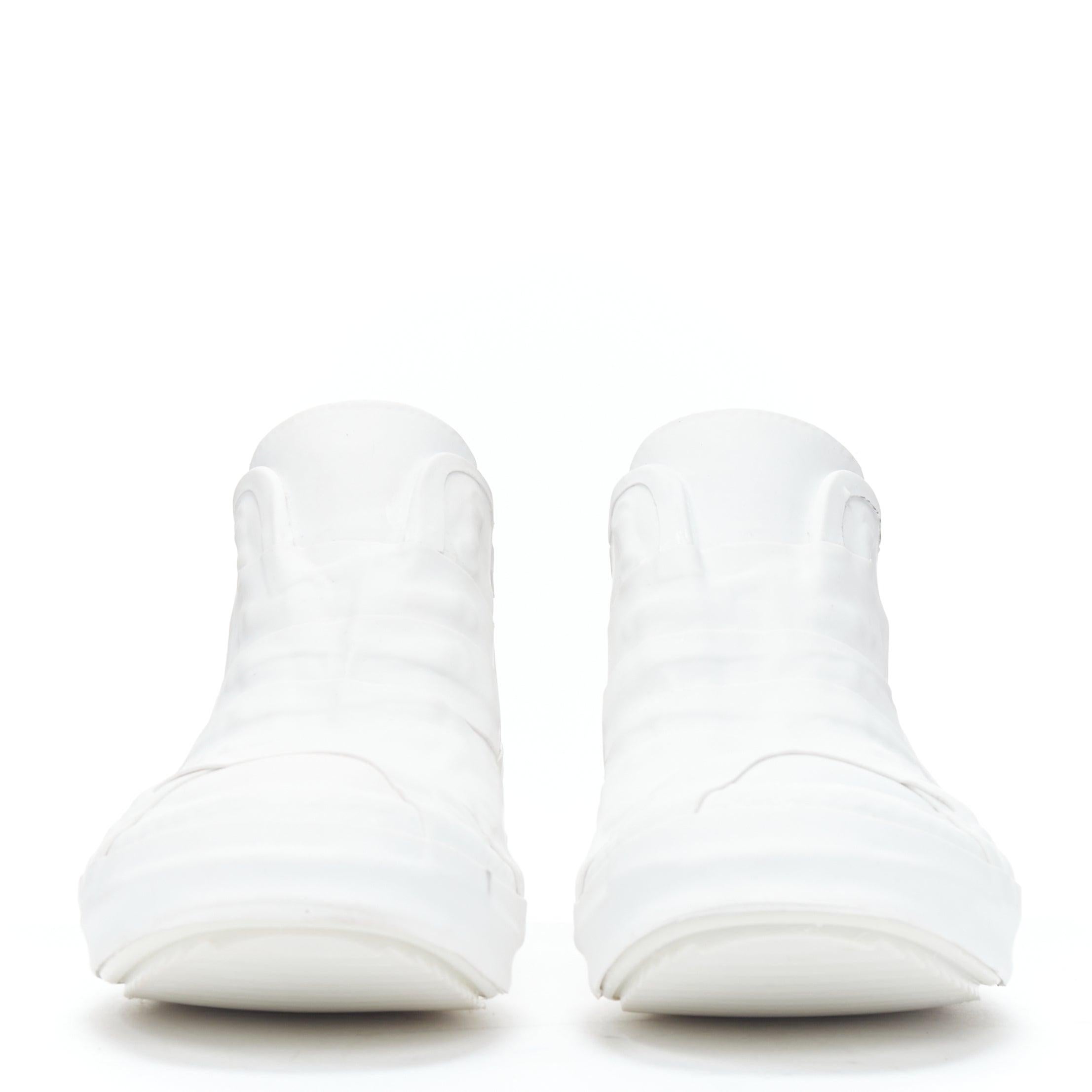 Gray RICK OWENS Geobasket Mummy Plaster wrapped white mid top sneaker EU36