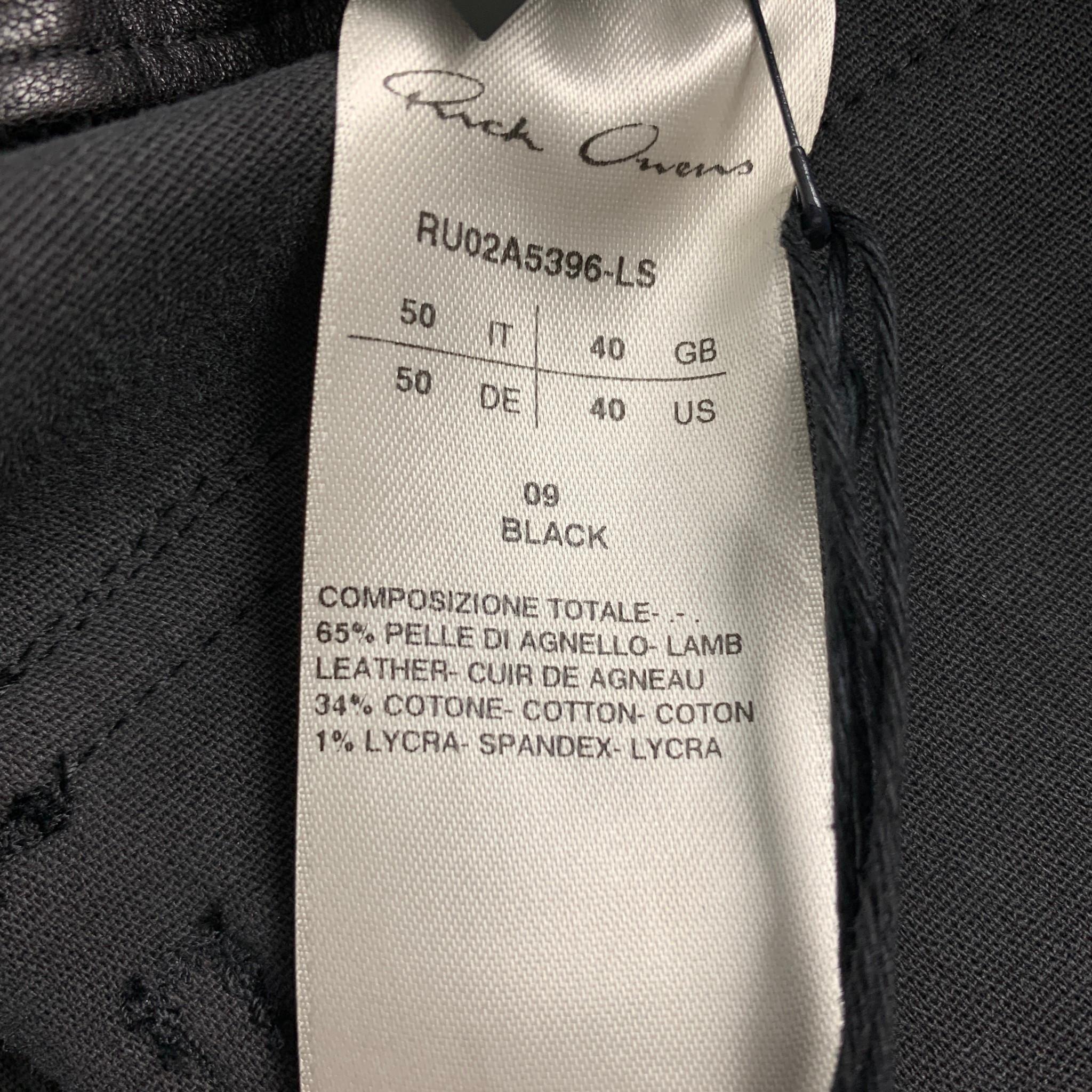 RICK OWENS Gethsemane FW 21 Size 34 Black Leather Mastodon Cargo Pants In New Condition In San Francisco, CA