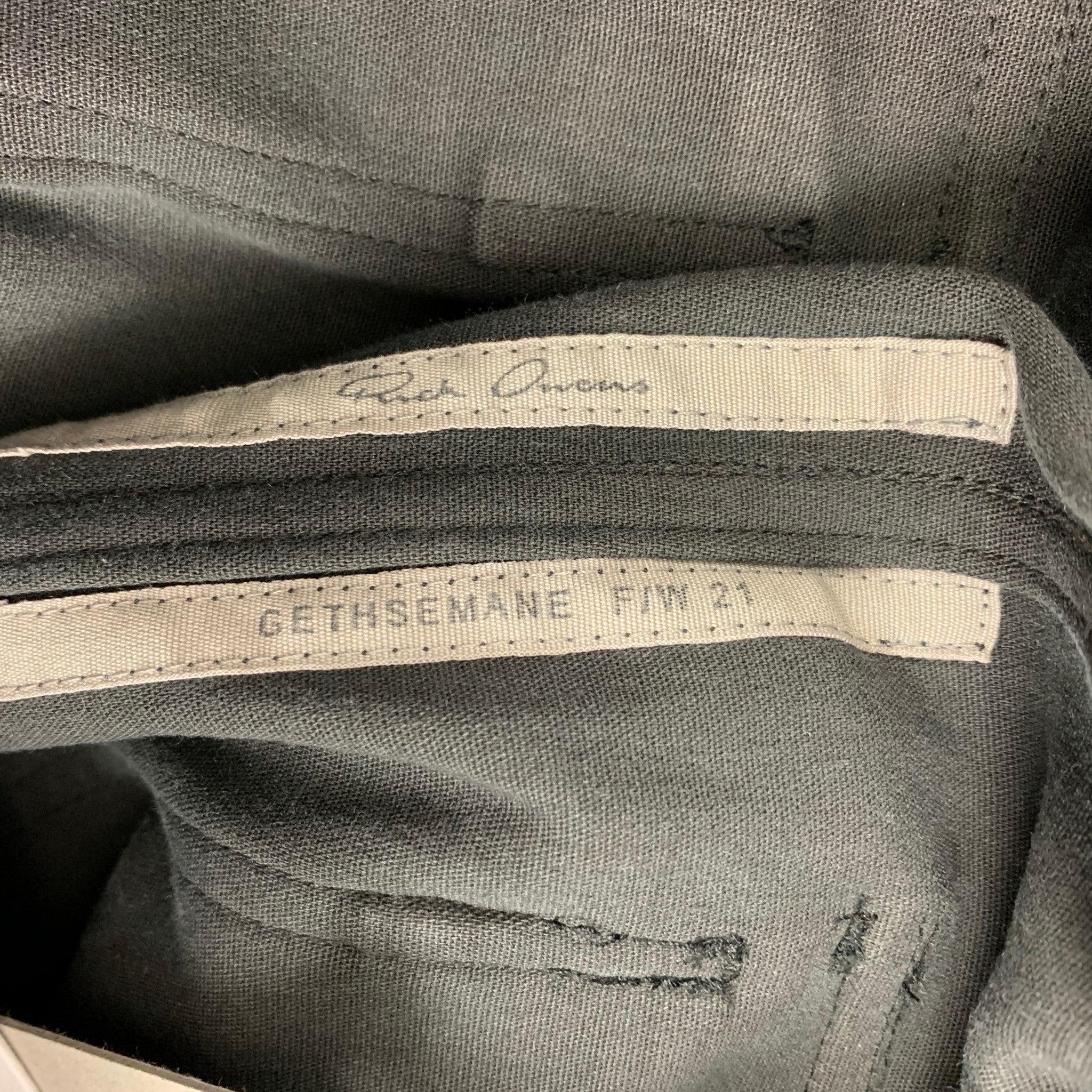 RICK OWENS Gethsemane FW 21 Size 34 Black Leather Mastodon Cargo Pants For Sale 1