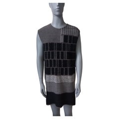 Rick Owens Geometric Black and Gray Patchwork Knit Vest