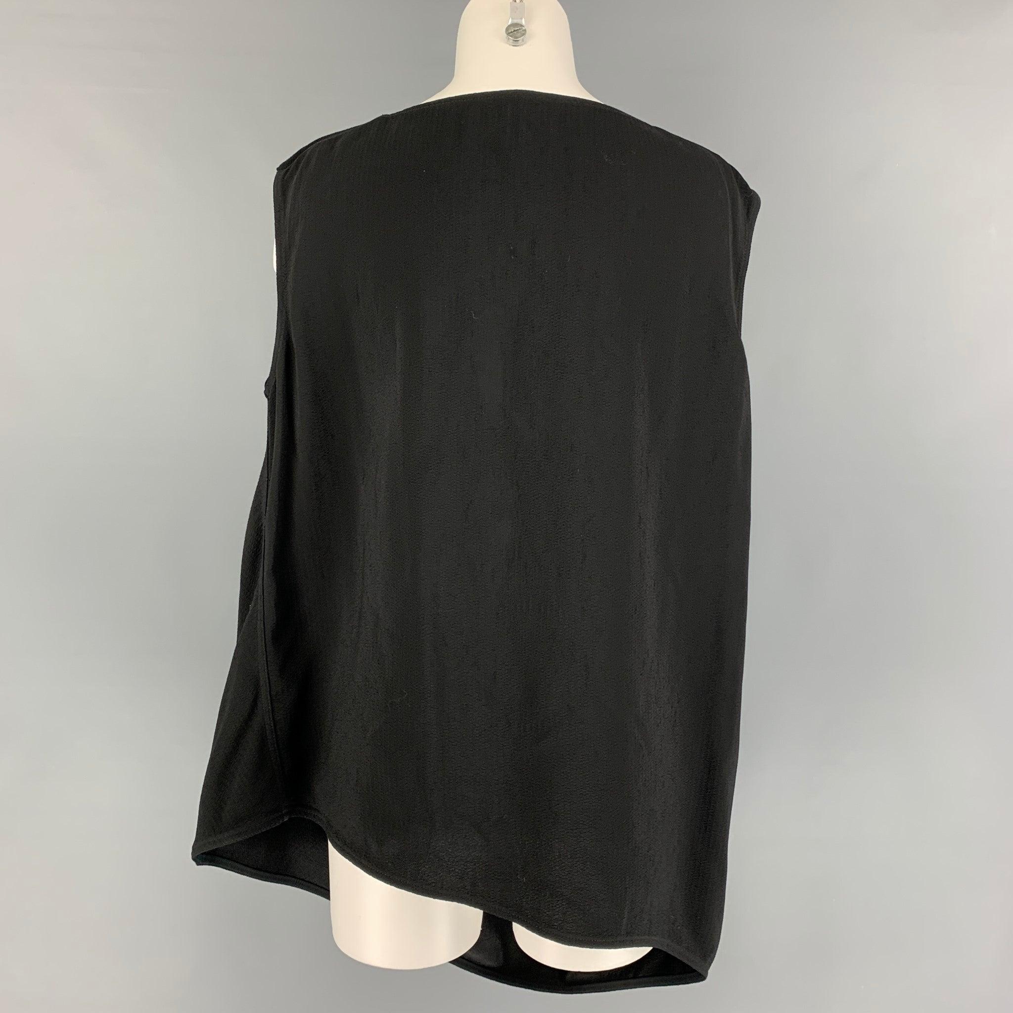 RICK OWENS GLITTER FW 17Size 8 Black Viscose Draped Sleeveless Blouse In Good Condition For Sale In San Francisco, CA