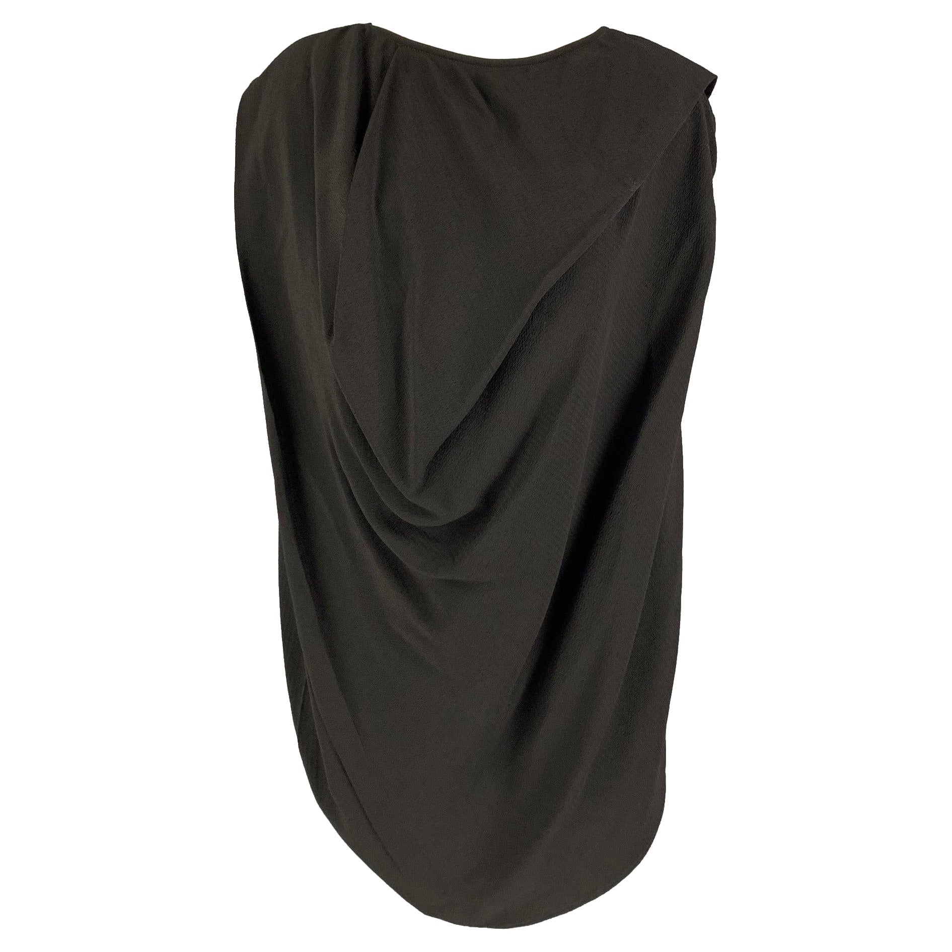 RICK OWENS GLITTER FW 17Talla 8 Blusa sin mangas drapeada de viscosa negra