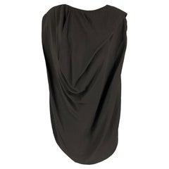 RICK OWENS GLITTER FW 17Size 8 Black Viscose Draped Sleeveless Blouse