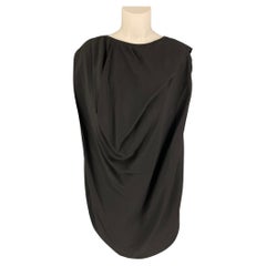 RICK OWENS GLITTER FW 17 Größe 8 Schwarze drapierte ärmellose Bluse aus Viskose