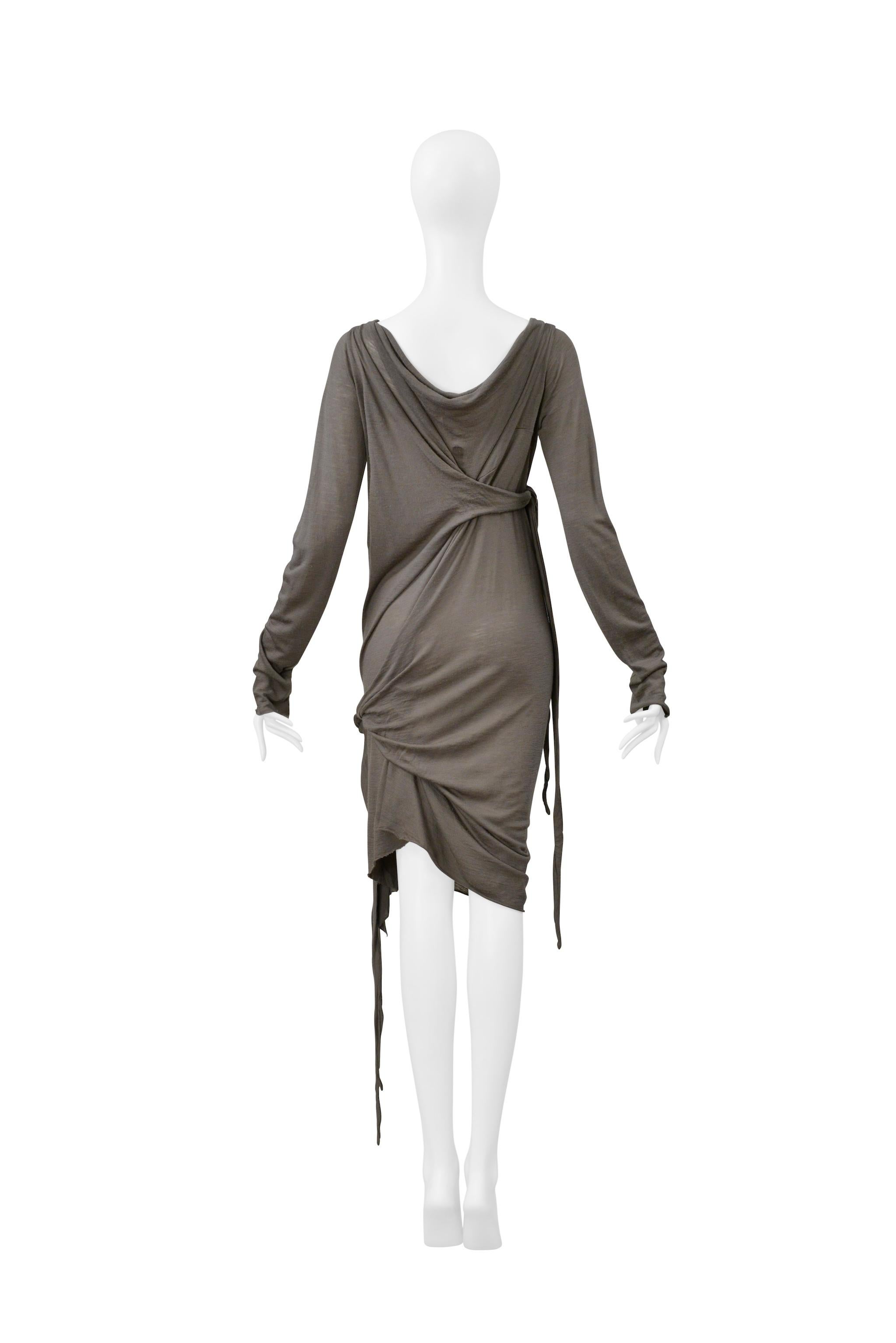 Donna Rick Owens - Vestito grigio a maglia fine con nodo 2006 in vendita
