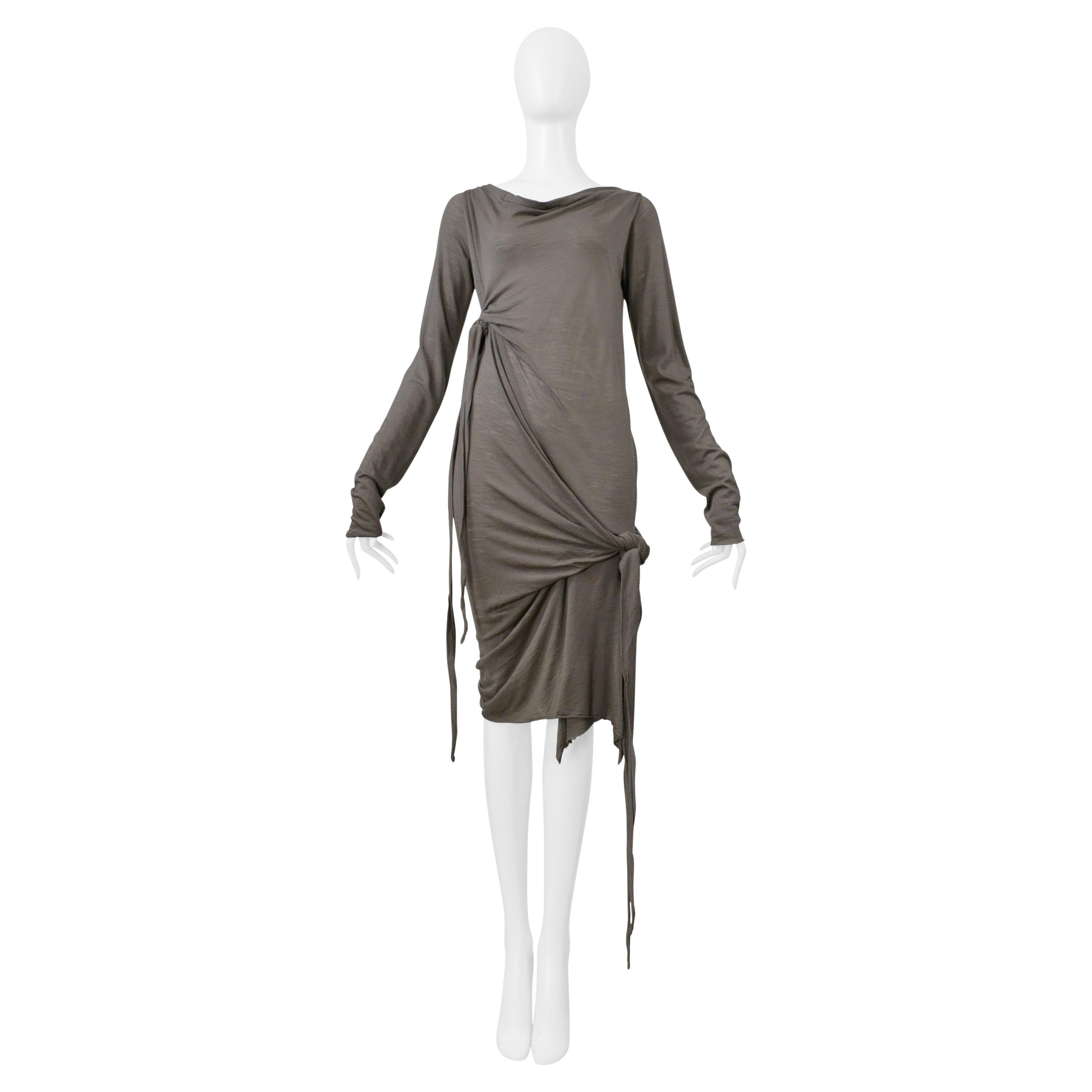 Rick Owens - Vestito grigio a maglia fine con nodo 2006