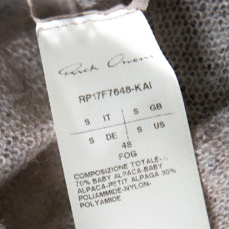 Rick Owens Grey Alpaca Wool Open Front Water Fall Cardigan S For Sale ...
