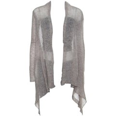 Rick Owens Grey Alpaca Wool Open Front Water Fall Cardigan S